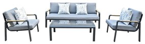 Σαλόνι Κήπου (Σετ 4Τμχ) Latino Ε6872,1 Black-Grey 4 Θέσεων