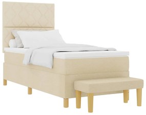 vidaXL Κρεβάτι με ελατήρια με στρώμα Κρεμ 90 x 190 cm ύφασμα
