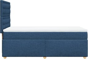 vidaXL Κρεβάτι Boxspring με Στρώμα Μπλε 90x190 εκ.Υφασμάτινο