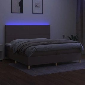 vidaXL Κρεβάτι Boxspring με Στρώμα &amp; LED Taupe 200x200 εκ. Υφασμάτινο