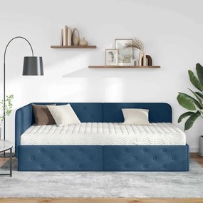 vidaXL Κρεβάτι Γωνίας Μπλε 90 x 190 cm ύφασμα