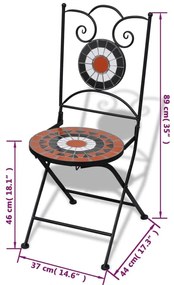 Καρέκλες Bistro Πτυσσόμενες 2 τεμ. Τερακότα / Λευκό Κεραμικές - Πολύχρωμο