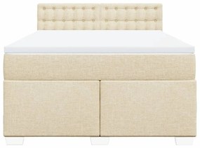 Κρεβάτι Boxspring με Στρώμα Κρεμ 140x200 εκ. Υφασμάτινο - Κρεμ