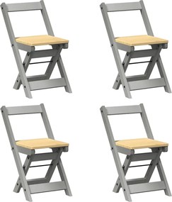 vidaXL Καρέκλες Τραπεζαρίας Πτυσσόμ. 4 τεμ. Corona Γκρι Μασίφ Πεύκο