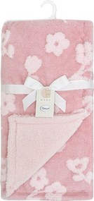 Κουβέρτα Fleece Αγκαλιάς Με Γουνάκι (75x100) Dimcol Flower Coral