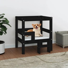 Κρεβάτι Σκύλου Μαύρο 55,5x53,5x60 εκ. από Μασίφ Ξύλο Πεύκου