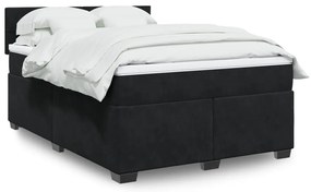 vidaXL Κρεβάτι Boxspring με Στρώμα Μαύρο 140x200 εκ. Βελούδινο