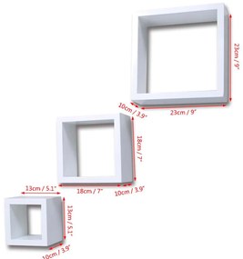 Ράφια κύβοι Σετ 3 τεμαχίων Λευκοί - Λευκό