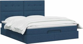 vidaXL Κρεβάτι Ottoman με Στρώμα και LED Μπλε 140 x 200 cm Ύφασμα