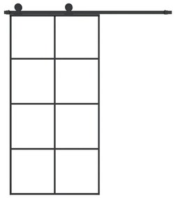 Συρόμενη Πόρτα με Μηχανισμό 102,5x205 εκ. Γυαλί ESG &amp; Αλουμίνιο - Μαύρο