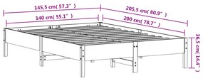 ΠΛΑΙΣΙΟ ΚΡΕΒΑΤΙΟΥ 140 X 200 ΕΚ. ΑΠΟ ΜΑΣΙΦ ΞΥΛΟ ΠΕΥΚΟΥ 842698