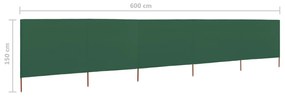 vidaXL Προστατευτικό Αέρα με 5 Πάνελ Πράσινο 600 x 120 εκ. Υφασμάτινο