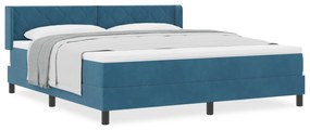 vidaXL Κρεβάτι Box Spring με Στρώμα  Σκούρο Μπλε 180x200 εκ. Βελούδο