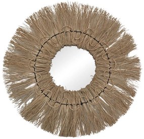 Καθρέπτης Apler Inart mendong σε φυσική απόχρωση Φ60x6εκ 60x60x6 εκ.