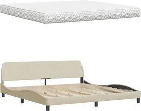 vidaXL Κρεβάτι με Στρώμα Hanko Κρεμ 200x200 εκ. Υφασμάτινο