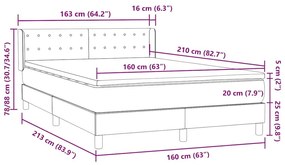 Κρεβάτι Boxspring με Στρώμα Μαύρο 160x210 εκ. Βελούδινο - Μαύρο