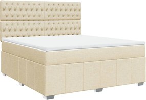 vidaXL Κρεβάτι Boxspring με Στρώμα Κρεμ 180x200 εκ. Υφασμάτινο