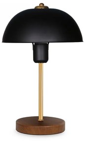 Table lamp PWL-1061 Ε27 black-golden-walnut D23x38cm 23x23x38 εκ.