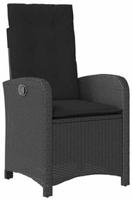 vidaXL Σέτ φαγητού για κήπο με μαξιλάρι 5 pcs Μαύρο συνθετικό ρατάν