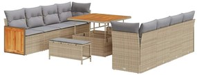 vidaXL Σετ Καναπέ Κήπου 11 pcs Μπεζ 100 x 100 x 71 cm συνθετικό ρατάν