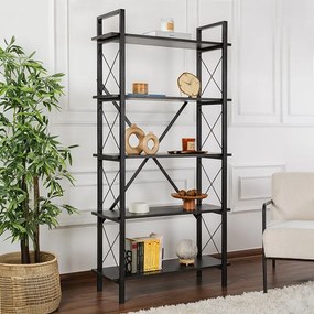 Megapap Βιβλιοθήκη Elysian Μαύρο 90x33,5x180εκ.