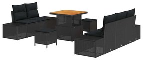 vidaXL Σετ Καναπέ Κήπου με μαξιλάρι 8 pcs Μαύρο Πολυ ράταν
