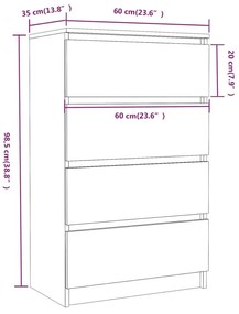 Συρταριέρα Γκρι Sonoma 60x35x98,5 εκ. από Επεξεργασμένο Ξύλο - Γκρι