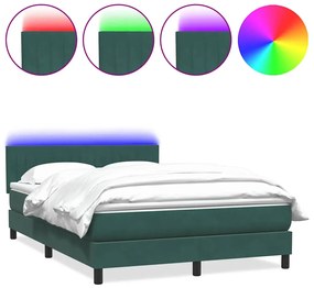 vidaXL Κρεβάτι Boxspring με Στρώμα Σκούρο Πράσινο 140x210εκ. Βελούδινο