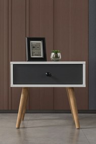 Κομοδίνο Λευκό / Ανθρακί RODRA 55x55x30