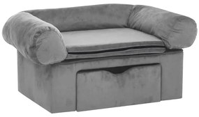 vidaXL Καναπές - Κρεβάτι Σκύλου με Συρτάρι Γκρι 75x50x38 εκ. Βελουτέ