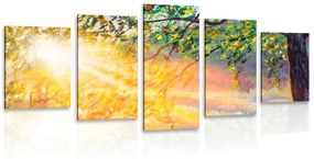 Εικόνα 5 μερών της ανατολής του ηλίου στο δάσος - 200x100
