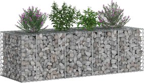 vidaXL Ανασηκωμένο κρεβάτι gabion Ασημί