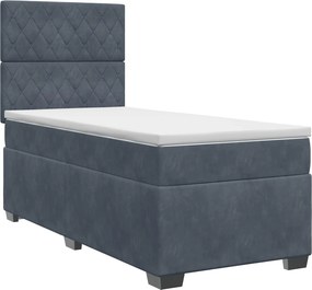 vidaXL Κρεβάτι box spring με στρώμα Σκούρο Γκρι Μονό Βελούδο