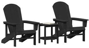 vidaXL Έπιπλα Χαλάρωσης Κήπου 3 pcs Μαύρο 38 x 38 x 46cm Πολυαιθυλένιο