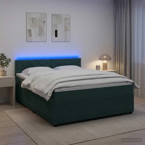 vidaXL Κρεβάτι box spring με στρώμα Σκούρο Πράσινο 180 x 200 cm