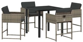 vidaXL Σέτ φαγητού για κήπο με μαξιλάρι 5 pcs Γκρι Πολυ ράταν