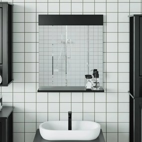 vidaXL Καθρέφτης Μπάνιου με Ράφι BERG Μαύρο 60x12x70 εκ. Μασίφ Ξύλο