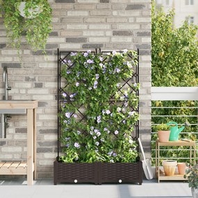 vidaXL Φυτευτής Κήπου με Πέταλο 2 τμχ Καφέ 80x40x125.5 εκ
