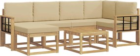 vidaXL Σειρά Καναπέ Εξωτερικού με μαξιλάρι 7 pcs Λευκό και Μπεζ