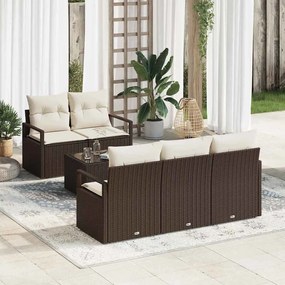 vidaXL Σετ Καναπέ Κήπου με μαξιλάρι 6 pcs Καφέ, Κρέμα 55 x 55 x 37 εκ
