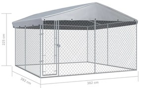vidaXL Κλουβί Σκύλου Εξωτερικού Χώρου 382 x 382 x 225 εκ. με Στέγαστρο