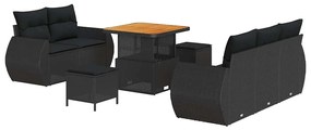 vidaXL Σετ Καναπέ Κήπου με μαξιλάρι 8 pcs Μαύρο 80 x 80 x 71 cm