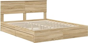 vidaXL Κρεβάτι Αποθήκης Δρύς Sonoma 160 x 200 cm Επεξεργασμένο ξύλο