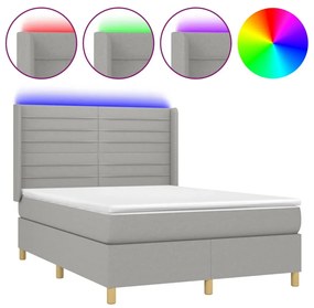 ΚΡΕΒΑΤΙ BOXSPRING ΜΕ ΣΤΡΩΜΑ &amp; LED ΑΝ.ΓΚΡΙ 140X190ΕΚ. ΥΦΑΣΜΑΤΙΝΟ 3138949