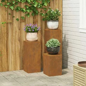 vidaXL Στήριξη φυτών 3 pcs Σκ rusty 24 x 24 x 75 εκ.