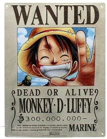 Μεταλλική πινακίδα One Piece - Luffy Wanted