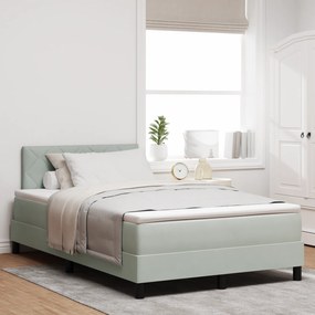 vidaXL Κρεβάτι Box Spring με Στρώμα & LED Ανοιχτό Γκρι 120x200 εκ. Βελούδο