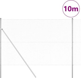 vidaXL Έξιγωνο φράχτη σταθερού εδάφους 10 x 1,5 m Ασημί Δίχτυ