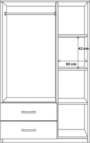 Stewehome Ντουλάπα με καθρέφτη 3 θυρών 2 συρταριών 90x44x44 cm