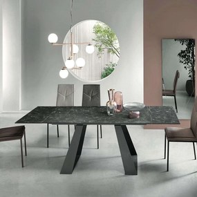 Τραπέζι Επεκτεινόμενο Tristan 160x90x76cm Black Marble-Anthracite Capodarte